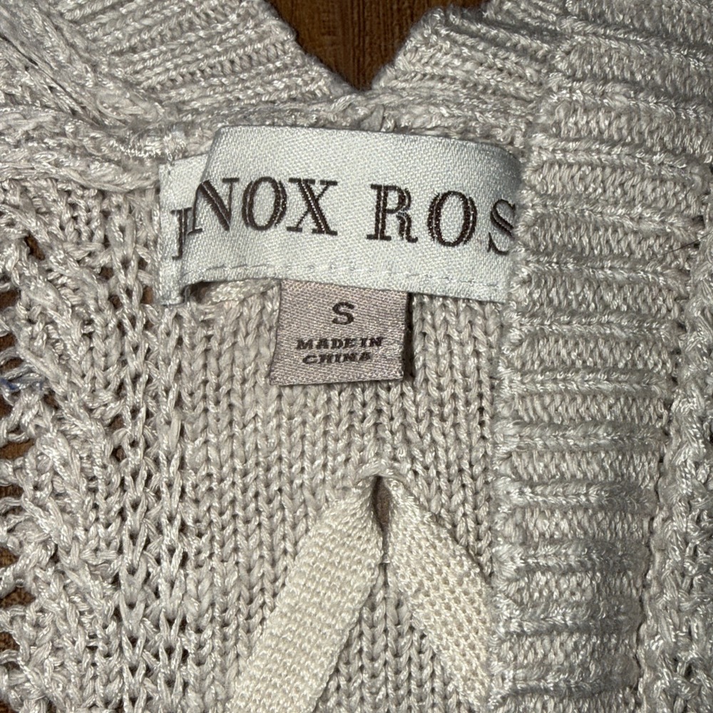 Knox Rose Womens Knit Ivory Cardigan Sweater S Open Front Casual Cozy - Picture 2 of 6